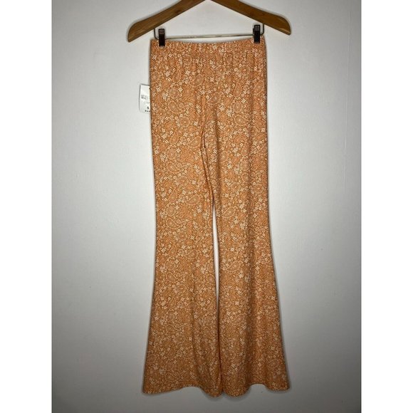 Forever 21 Women's Small Orange Paisley Hippie Boho Bell Bottoms Leggings NEW - Picture 7 of 10